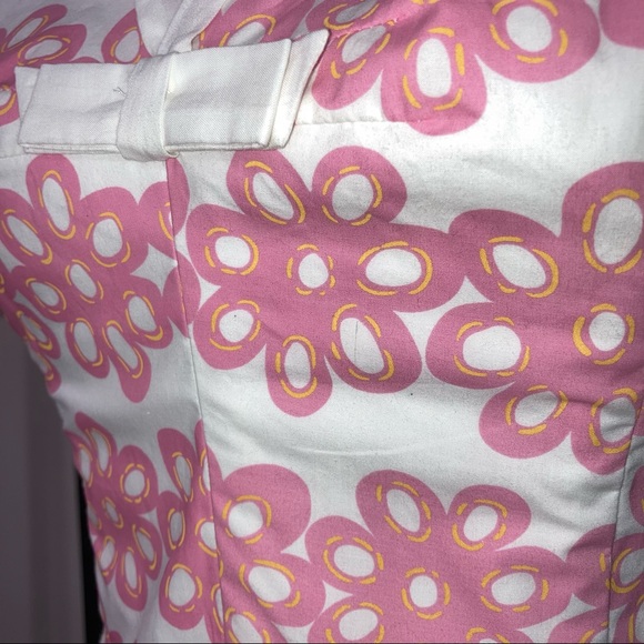 Vintage Betsey Johnson White Dress Pink Floral Bone In Bodice Fit & Flare Dress - Picture 9 of 16